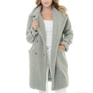 Woven Heart Faux Shearling Teddy Coat, Mint, M